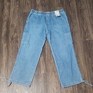 No Boundaries NWT PullOn Relaxed Cargo Jeans, Size Large 12/14